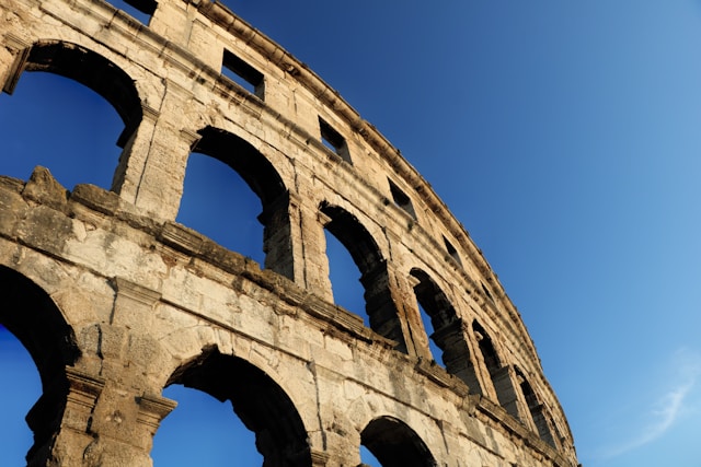 Walking Tour of The Arena in Pula, - external view