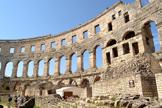 Walking Tour of The Arena in Pula, - external view